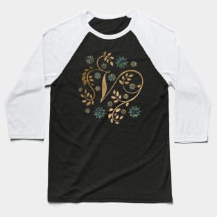 Luxury Golden Calligraphy Monogram with letter V Baseball T-Shirt